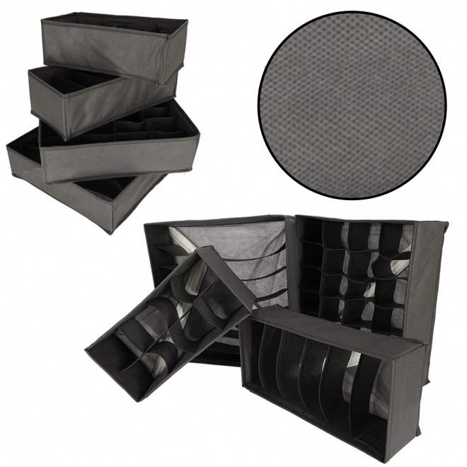 Organisateur gris pour tiroir de sous-vêtements et chaussettes - 4 pièces