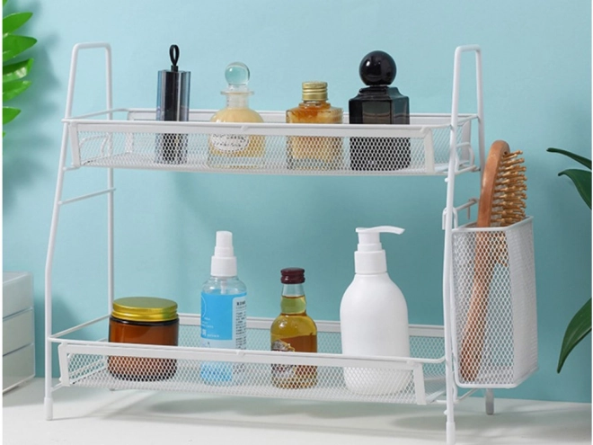 Organisateur de cuisine multifonction à deux niveaux blanc