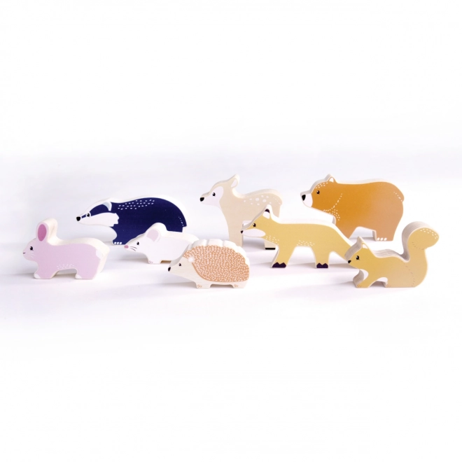 Ensemble d'animaux de la forêt en bois