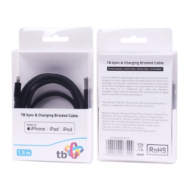 Câble Lightning-USB 1,5m noir MFi