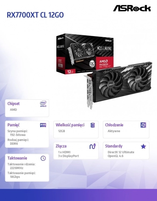 Carte graphique Radeon RX 7700 XT Challenger OC 12G GDDR6