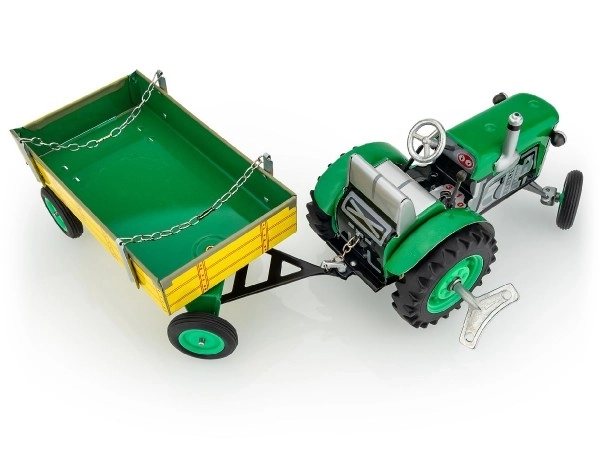 Tracteur Zetor avec remorque verte à clé en métal 28cm Kovap en boîte