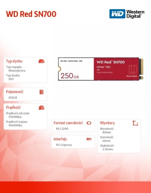 Disque SSD WD Red SN700 NVMe 250GB M.2