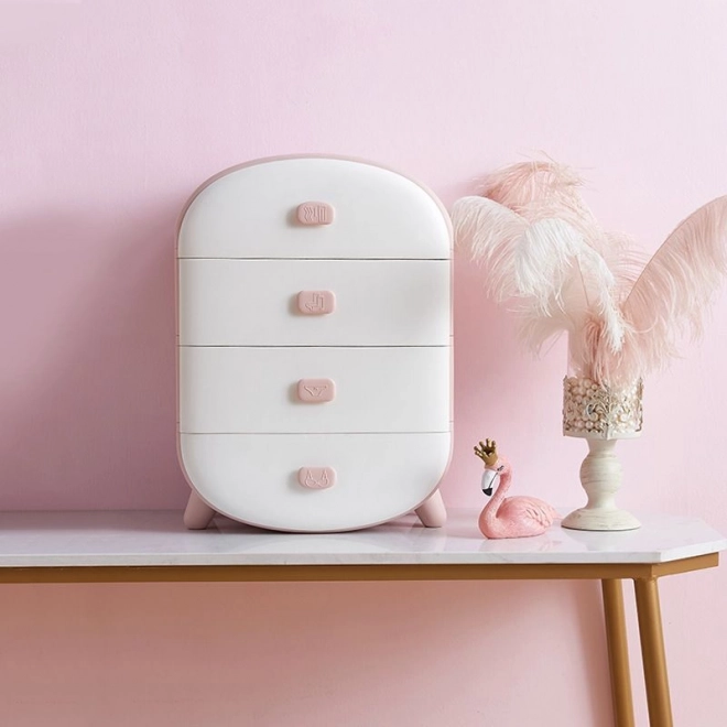 Armoire à linge avec tiroirs - rose, 4 tiroirs
