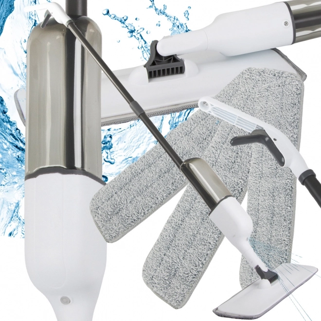 Serpillière pliable avec support et pulvérisateur
