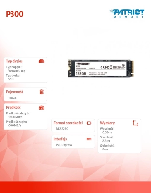 Disque SSD interne Patriot P300 128 Go