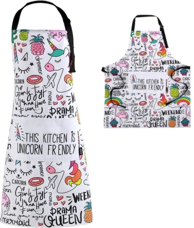 Tablier de cuisine avec motif licorne