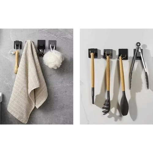 crochet autocollant noir pour serviettes dans le style loft - ensemble de 4 pièces