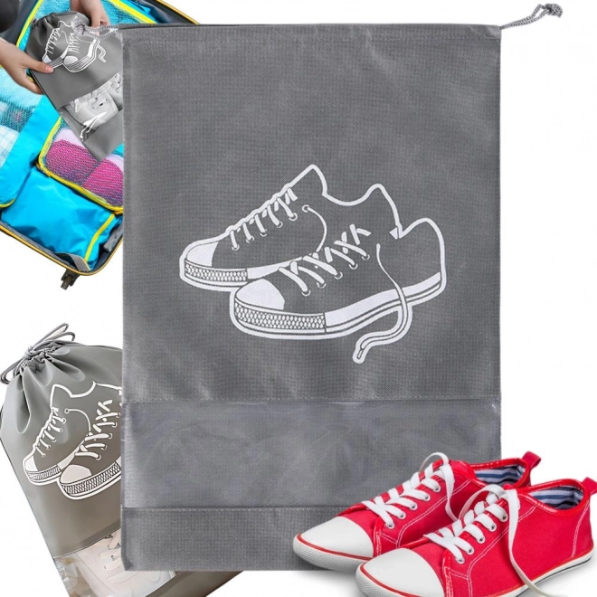 Sac de voyage pour chaussures avec cordon de serrage gris