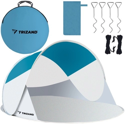 Tente de plage 220x120x90cm - turquoise - gris