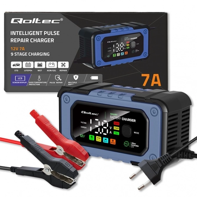 Chargeur intelligent de batteries Qoltec avec fonction de réparation 12V 7A LED 4 modes