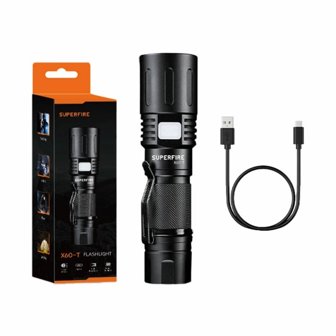 Lampe de poche Superfire X60-T chargement USB, 1500lm