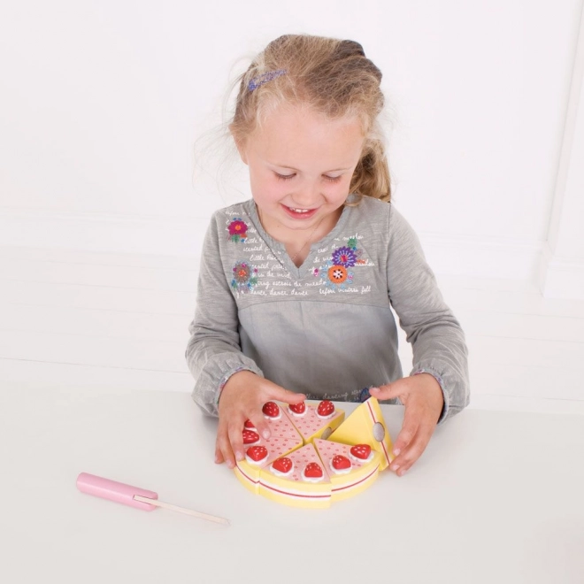 Bigjigs Toys Gâteau en bois à découper avec fraises