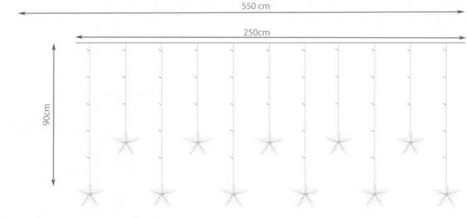 Rideau LED coloré avec étoiles - 2,5 m, 108 LED
