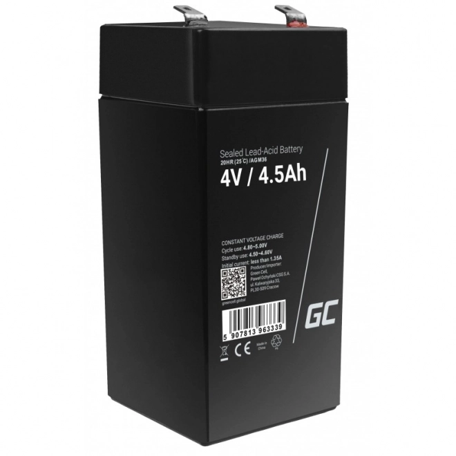 Batterie sans entretien AGM VRLA Green Cell AGM36 4V 4,5Ah (pour système de sécurité, caisses, jouets)