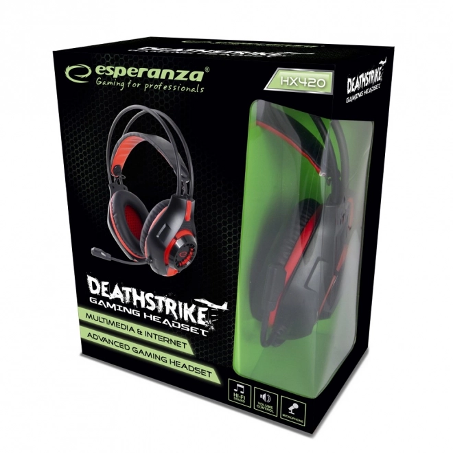 Casque de jeu avec microphone Deathstrike rouge