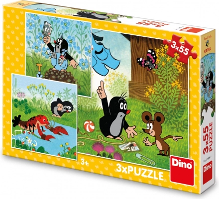 Puzzle Dino La Petite Taupe et le short bleu 3×55 pièces