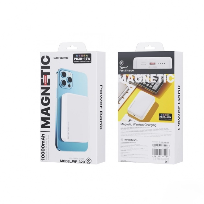 Powerbank inductive 10000 mAh Fast Charging PD 20W MagSafe blanc