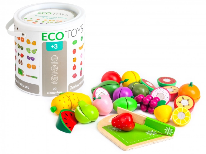 Fruit en bois à découper, 20 pièces ECOTOYS