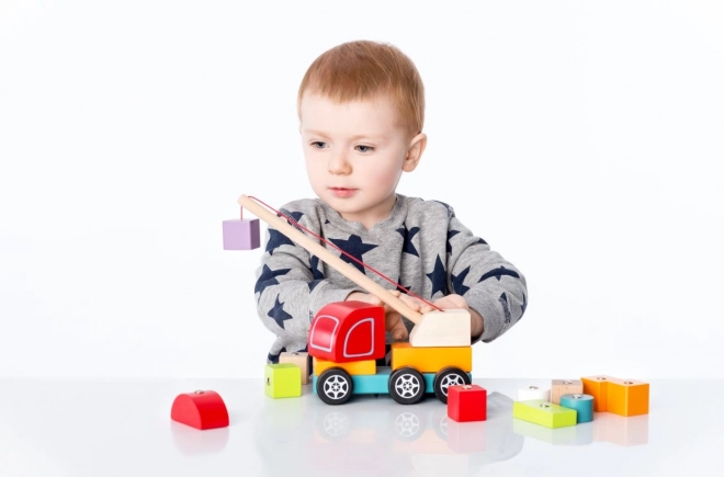 CUBIKA 13982 Camion-grue avec aimant - puzzle en bois 14 pièces