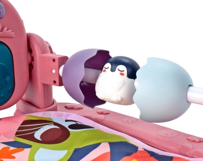 Tapis d'éveil éducatif rose avec piano et hochets