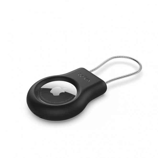 Support sécurisé avec câble pour AirTag noir