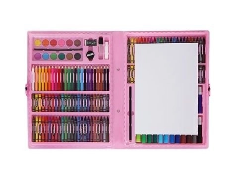 Grand ensemble de peinture dans une valise rose