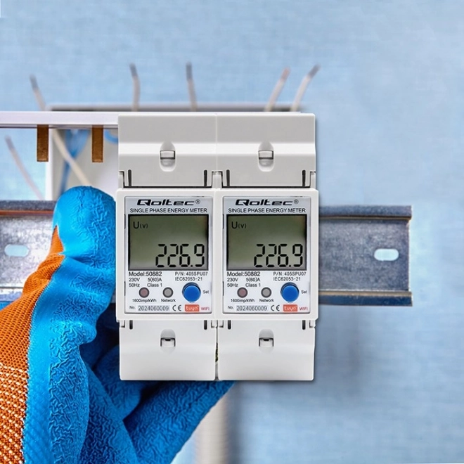 Compteur d'électricité électronique monophasé | Rail DIN | 230V | LCD | Wi-Fi