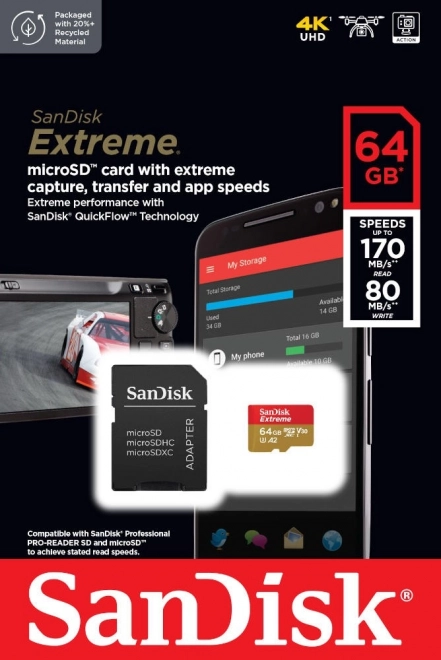 Carte mémoire SanDisk Extreme microSDXC 64GB