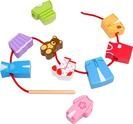 Set d’enfilage de perles vêtements Bigjigs Toys