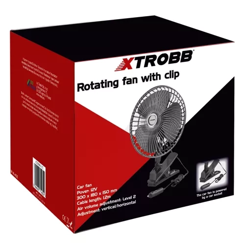 Ventilateur de voiture rotatif avec clip Xtrobb