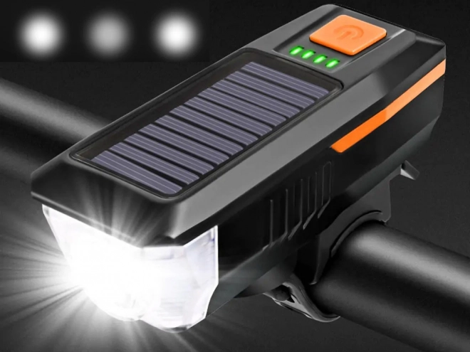 Lumière LED avant pour vélo avec charge solaire et klaxon