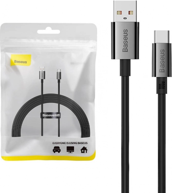 Câble de charge et de données USB‑C Baseus avec écran 100 W, 2 m, noir