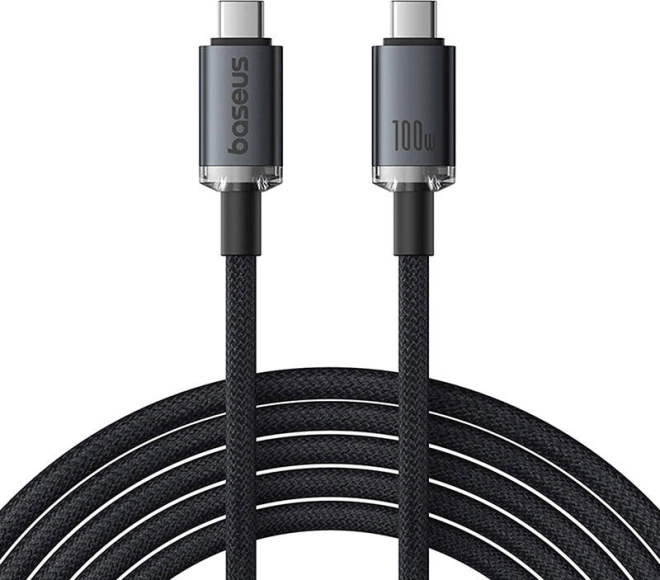Baseus Crystal Shine câble USB‑C vers USB‑C 100 W, 1,5 m, 20 Gb/s (noir)