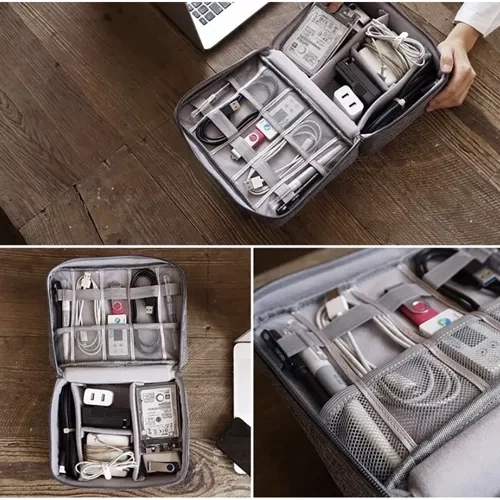 Organisateur de voyage pour câbles et chargeurs avec poignée