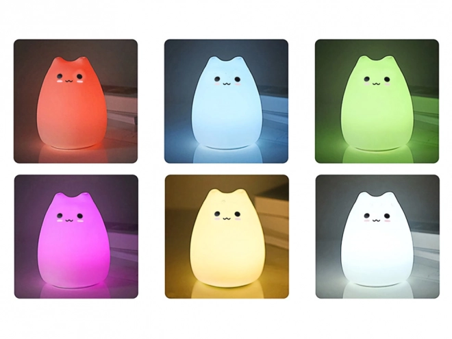 Lampe de nuit en silicone pour enfants, Chat RGB au toucher