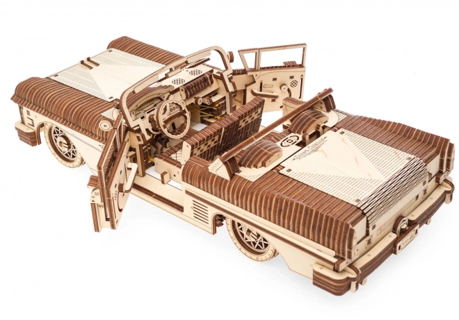 Modèle de voiture mécanique en bois 3D Cabriolet des rêves