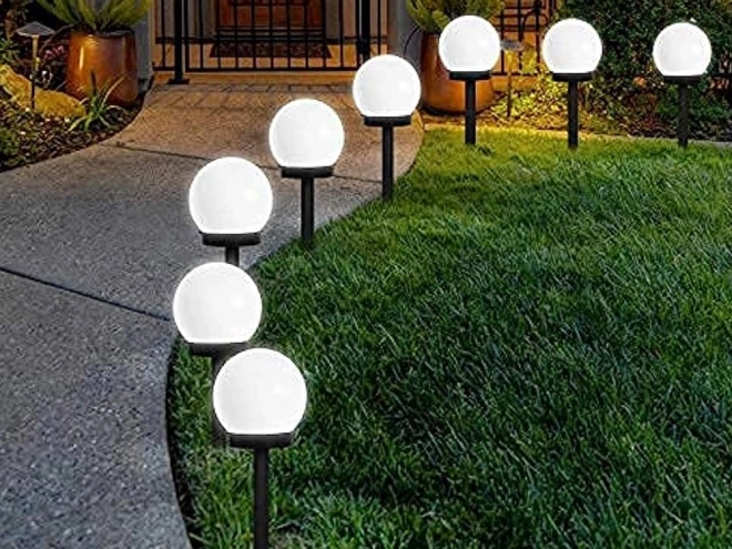 Lampes de jardin solaires boules blanches avec éclairage LED