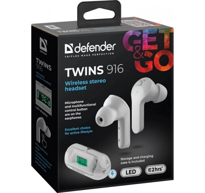 Écouteurs sans fil Twins 916 blanc avec microphone