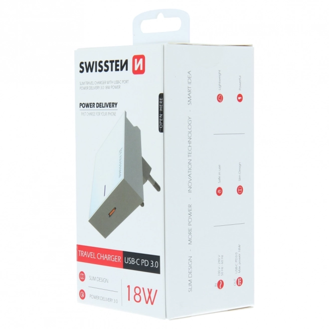 Chargeur Swissten iPhone 3.0 18W Power Delivery - blanc