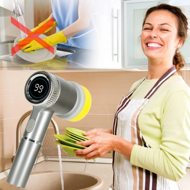 Brosse électrique de nettoyage 5 en 1 avec LED pour salles de bain et sols