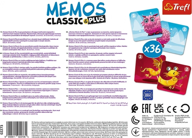 Pexeso Classic & Plus Monstres Mignons 3en1