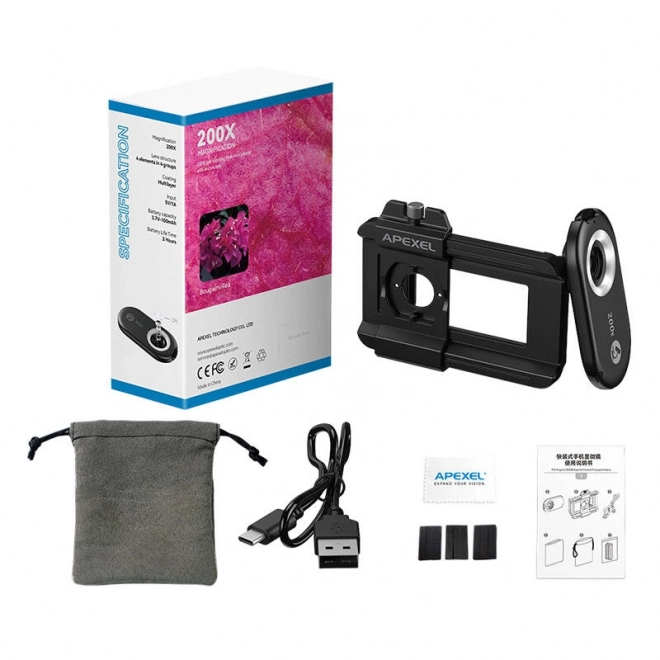 Objectif macro pour smartphones 200x Apexel