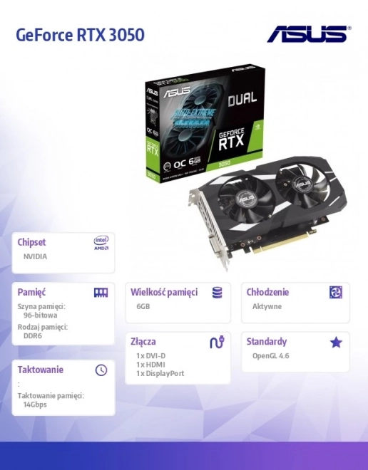 Carte graphique ASUS GeForce RTX 3050 Dual OC 6GB GDDR6