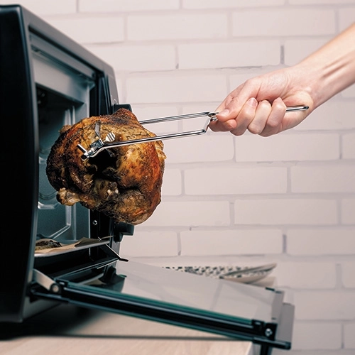Rôtisserie 360° pour une viande juteuse