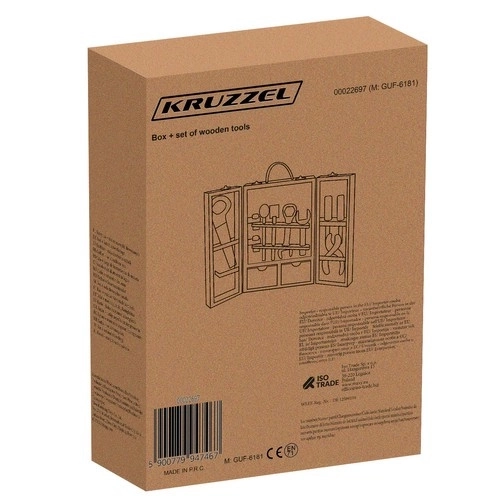 Boîte + ensemble d'outils en bois 22697
