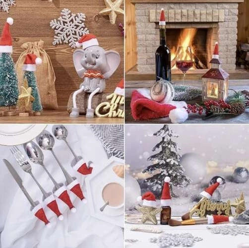 Étui à couverts - Chapeaux de Papa Noël, 12 pièces. Ruhhy 22303