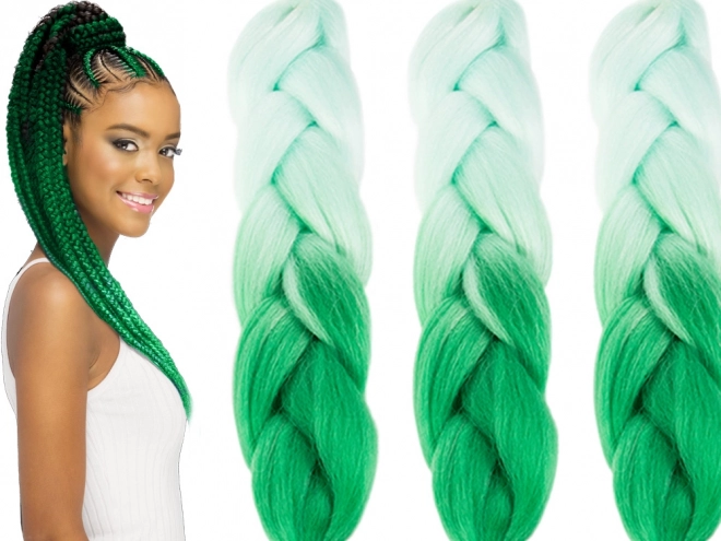 Cheveux tressés synthétiques en ombré vert