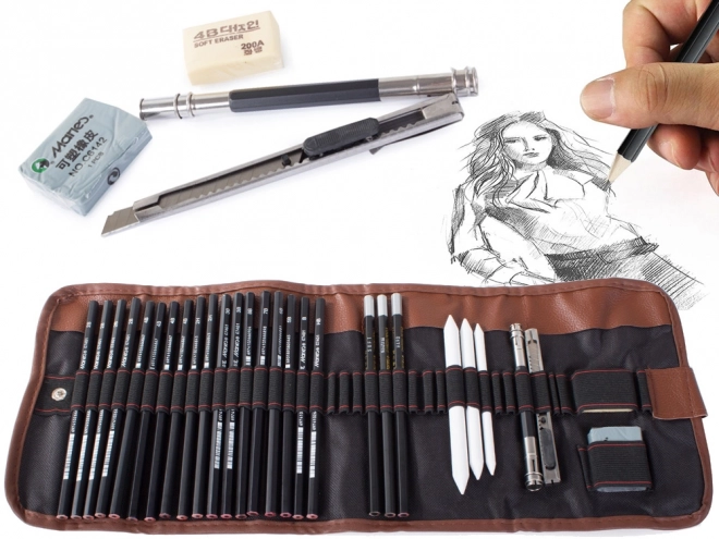 Ensemble de croquis professionnel avec valise