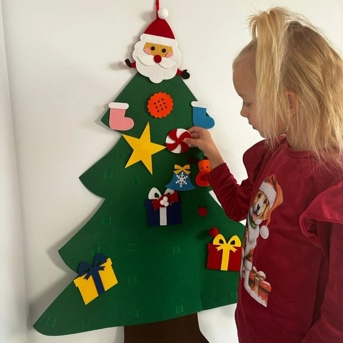Sapin de Noël en feutre DIY avec décorations amovibles 90 cm